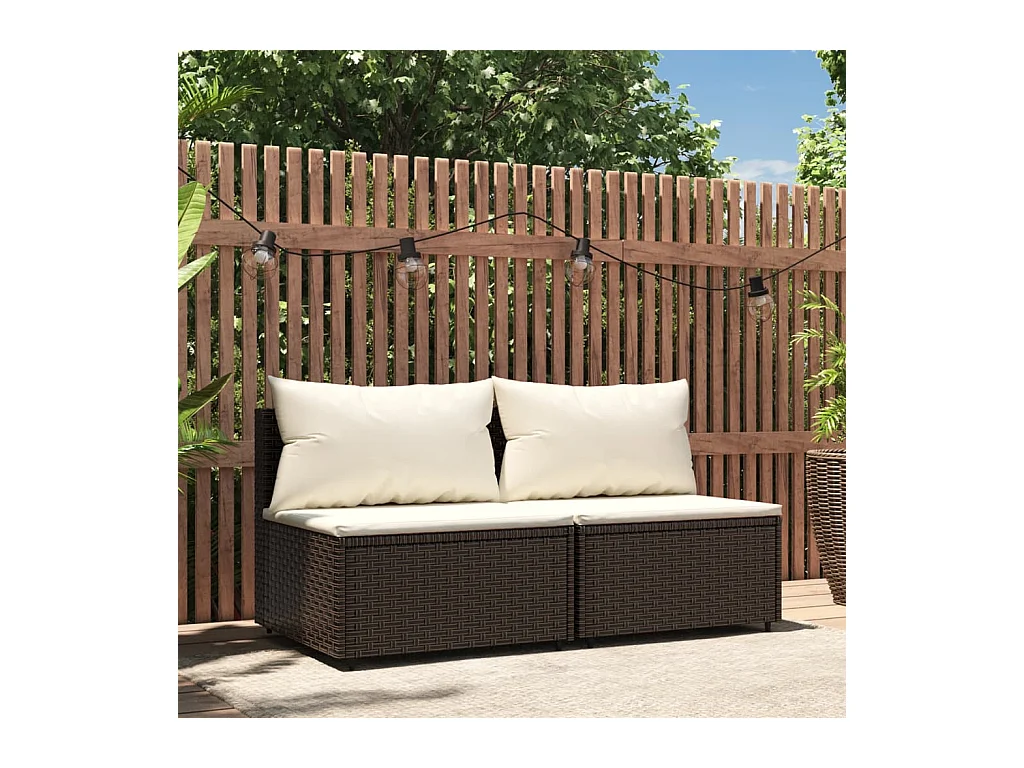 Canapés centraux de jardin coussins 2pcs marron résine tressée REO96870