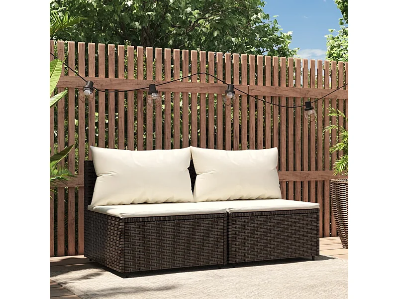 Canapés centraux de jardin coussins 2pcs marron résine tressée REO96870