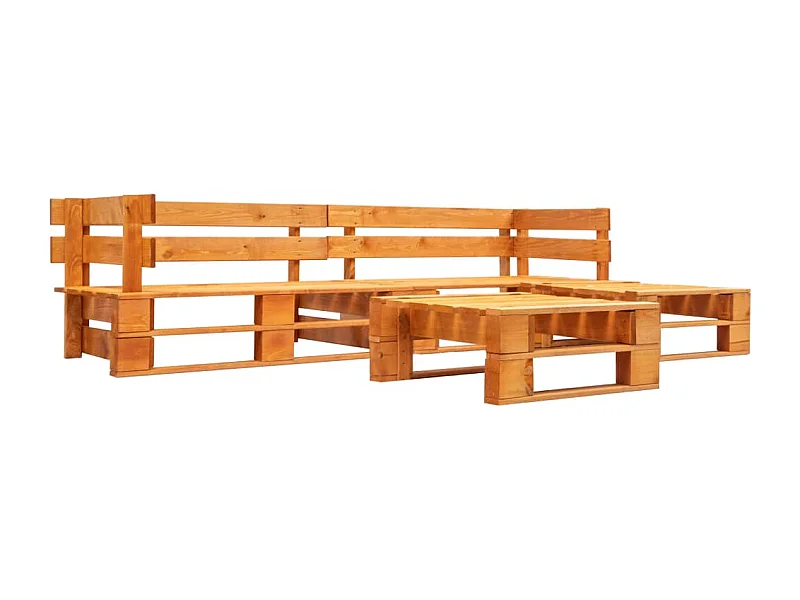 Set muebles de palés de jardín 4 pzas madera marrón miel KOW61170