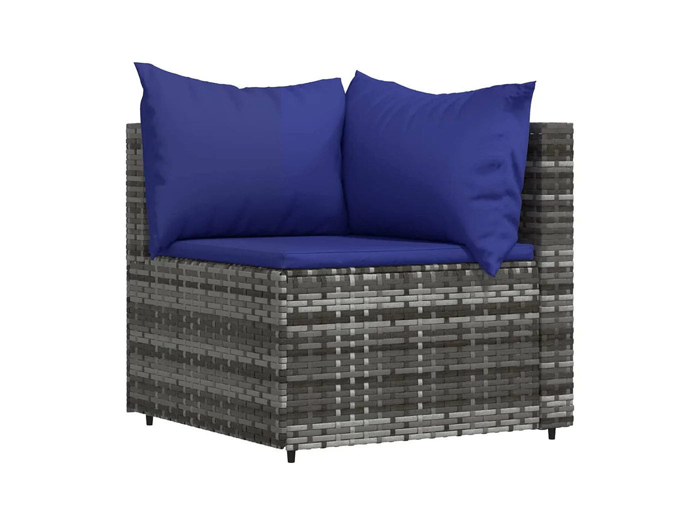 4-tlg. Garten-Sitzgruppe: Sofa + Tisch | Garten-Lounge-Set mit Kissen Grau Poly Rattan -GKD873520