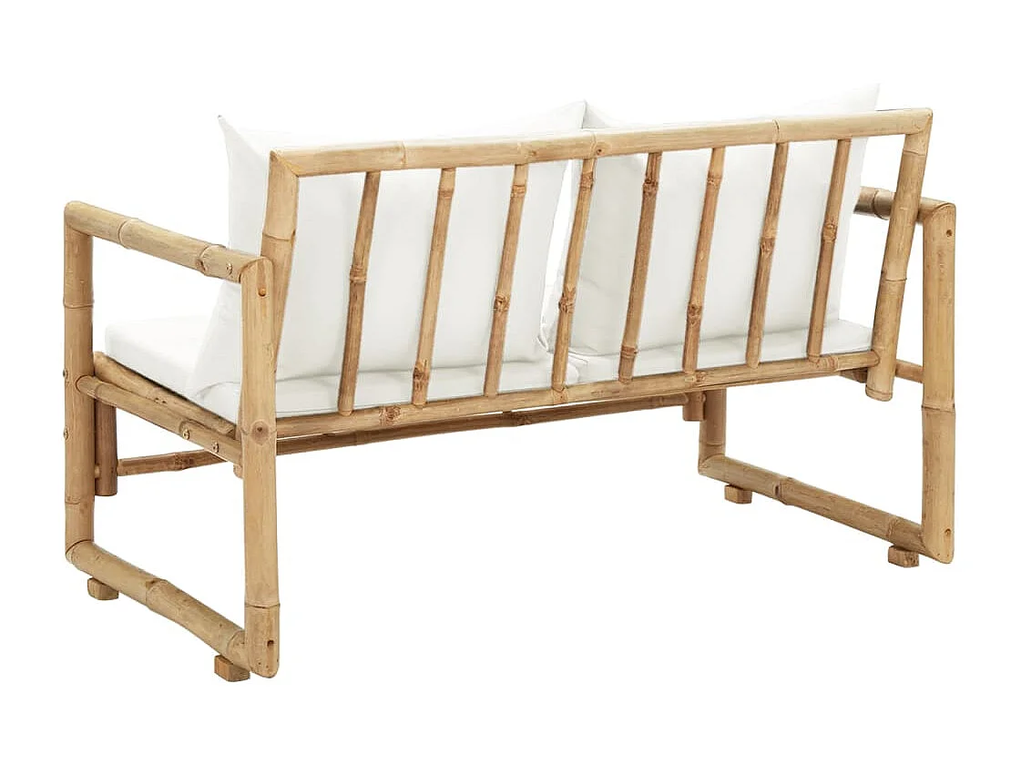 Canapé de jardin à 2 places avec coussins Bambou REO12555