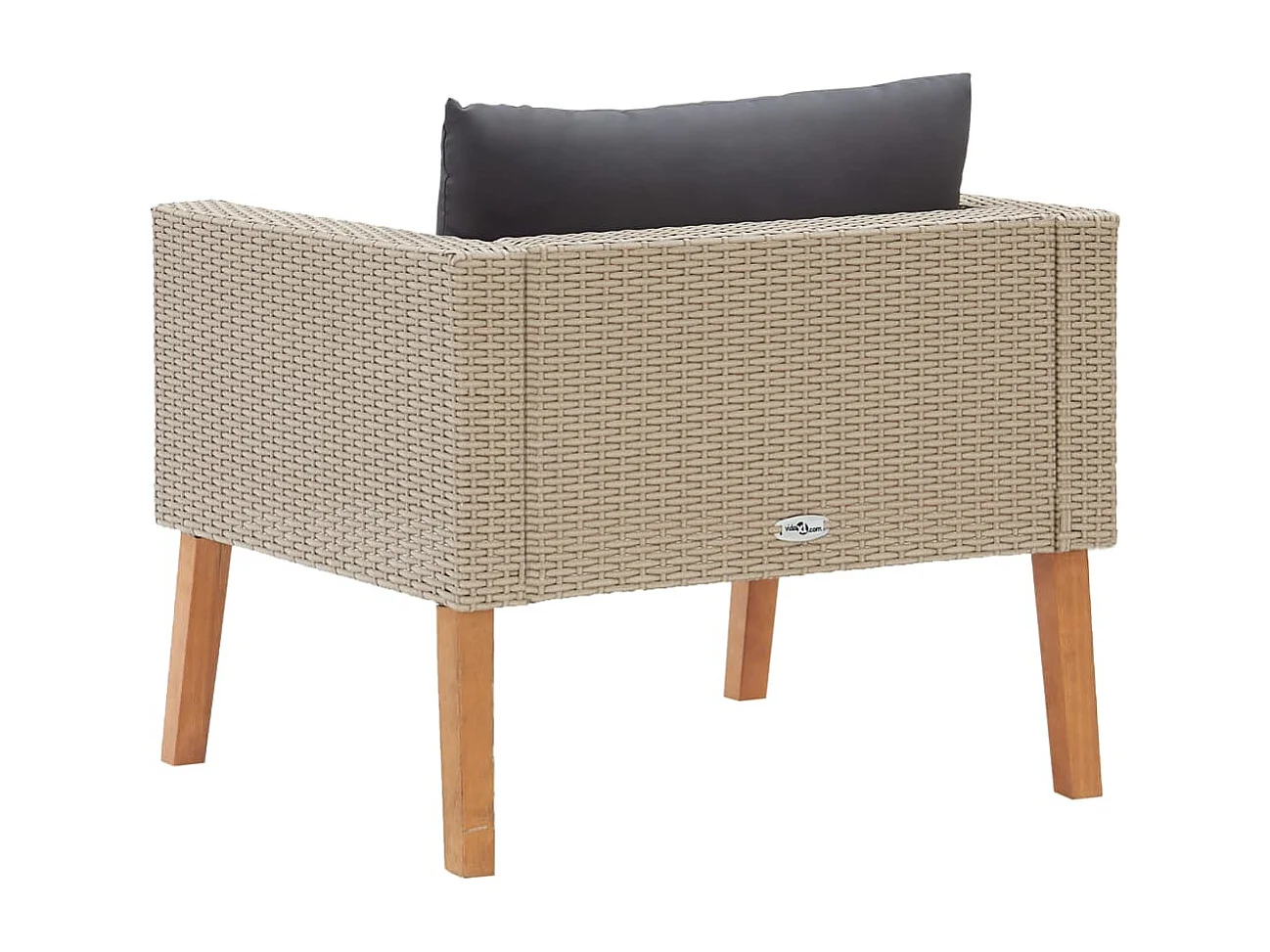 Sofá individual de jardín con cojines ratán sintético beige KOW94083