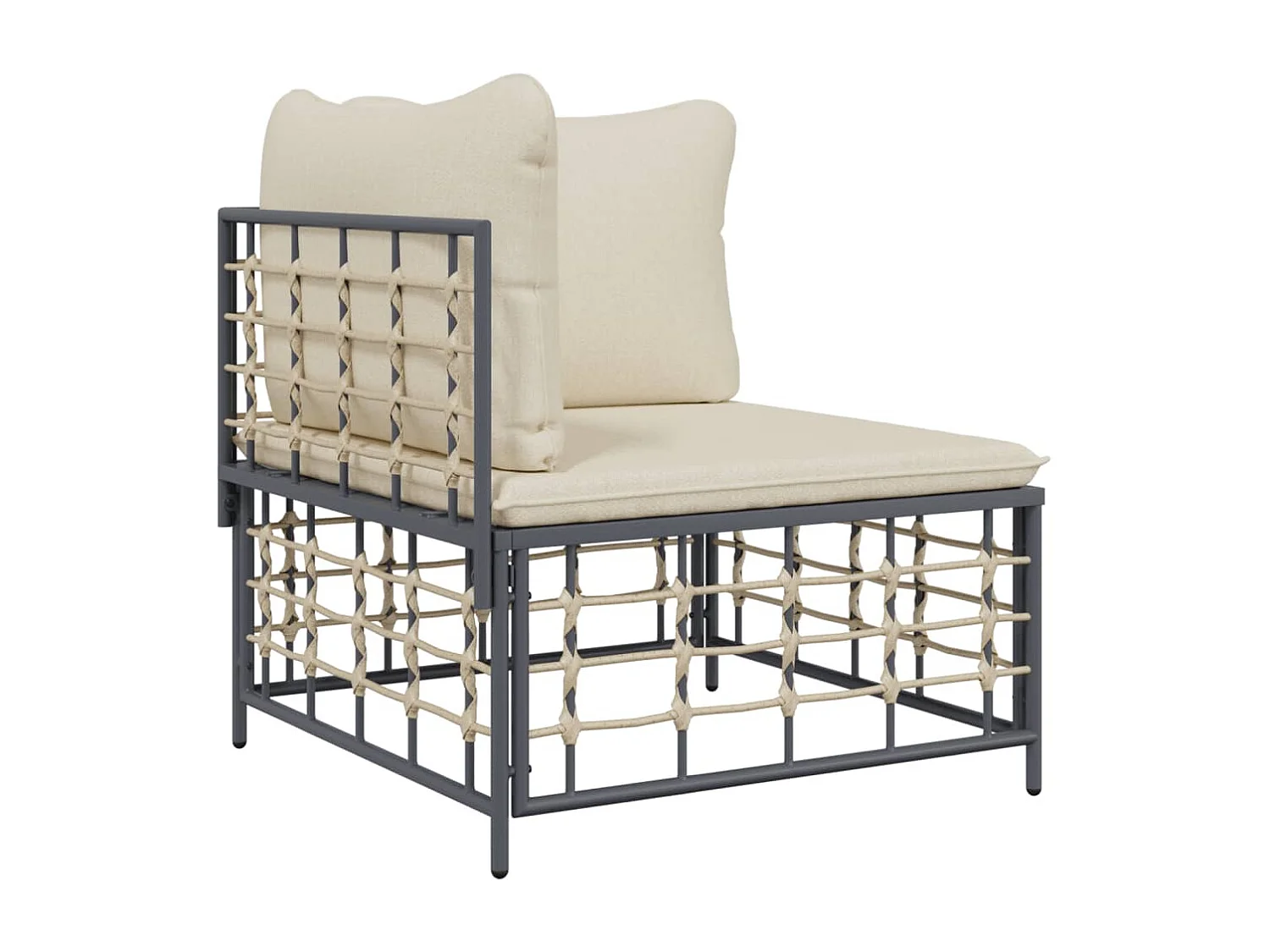 Salon de jardin 3 pcs avec coussins anthracite résine tressée REO85852