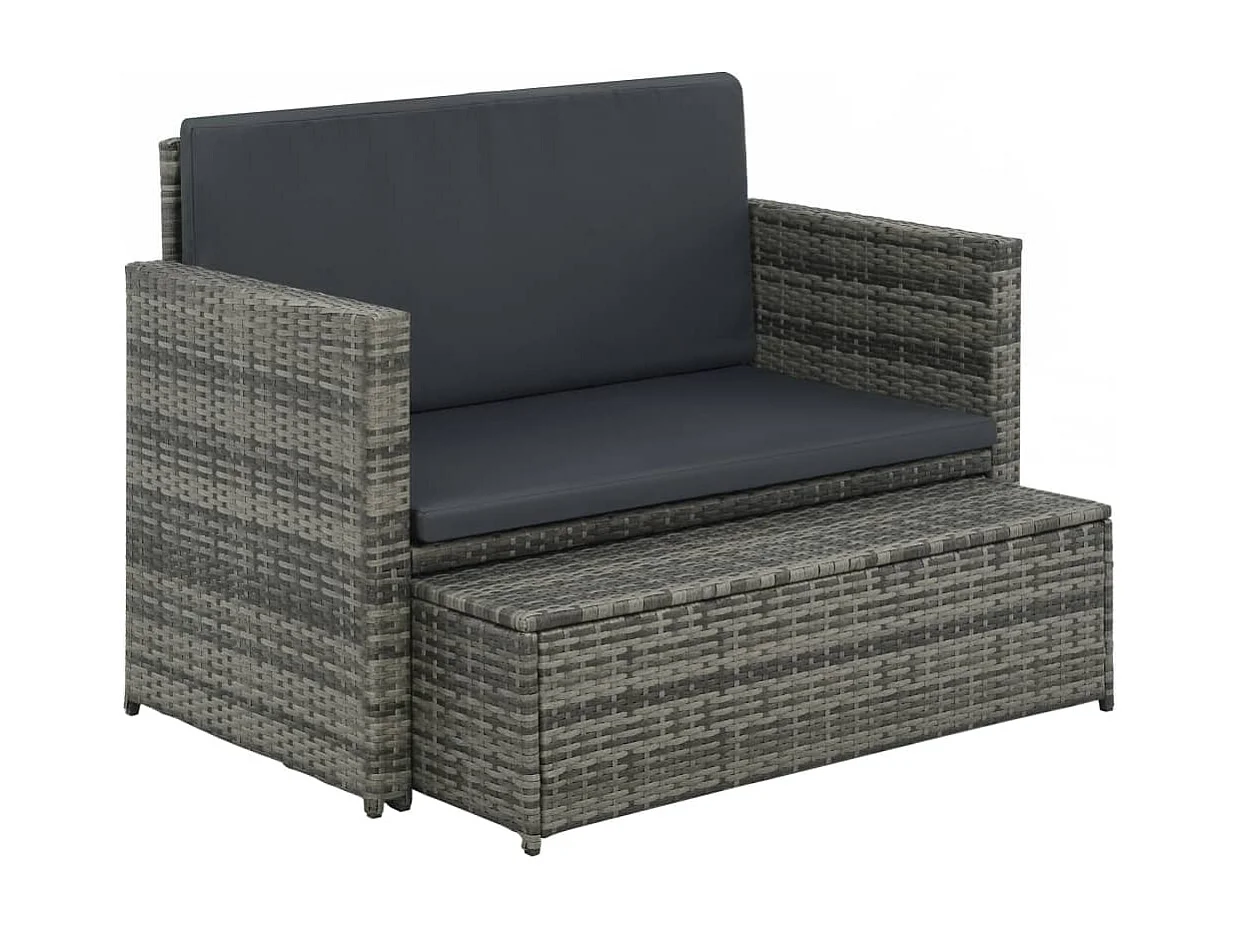 2-tlg. Garten-Sitzgruppe | Garten-Lounge-Set mit Auflagen Poly Rattan Grau -GKD877575