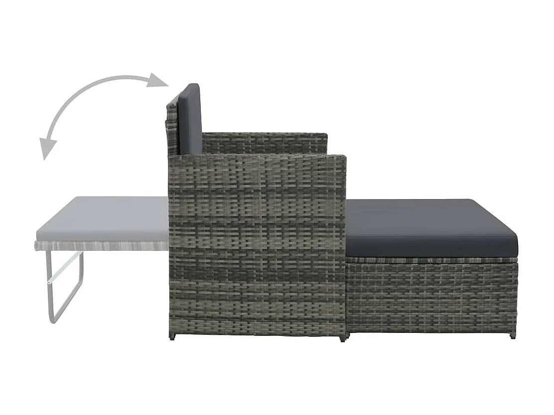 2-tlg. Garten-Sitzgruppe | Garten-Lounge-Set mit Auflagen Poly Rattan Grau -GKD877575