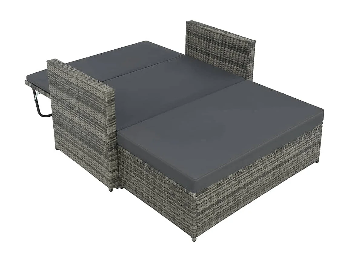 2-tlg. Garten-Sitzgruppe | Garten-Lounge-Set mit Auflagen Poly Rattan Grau -GKD877575