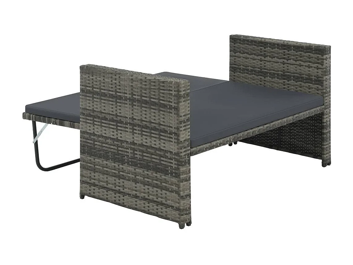 2-tlg. Garten-Sitzgruppe | Garten-Lounge-Set mit Auflagen Poly Rattan Grau -GKD877575