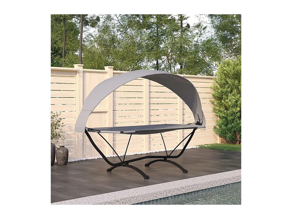 Canapé de jardin avec auvent Gris Acier et tissu Oxford REO69892