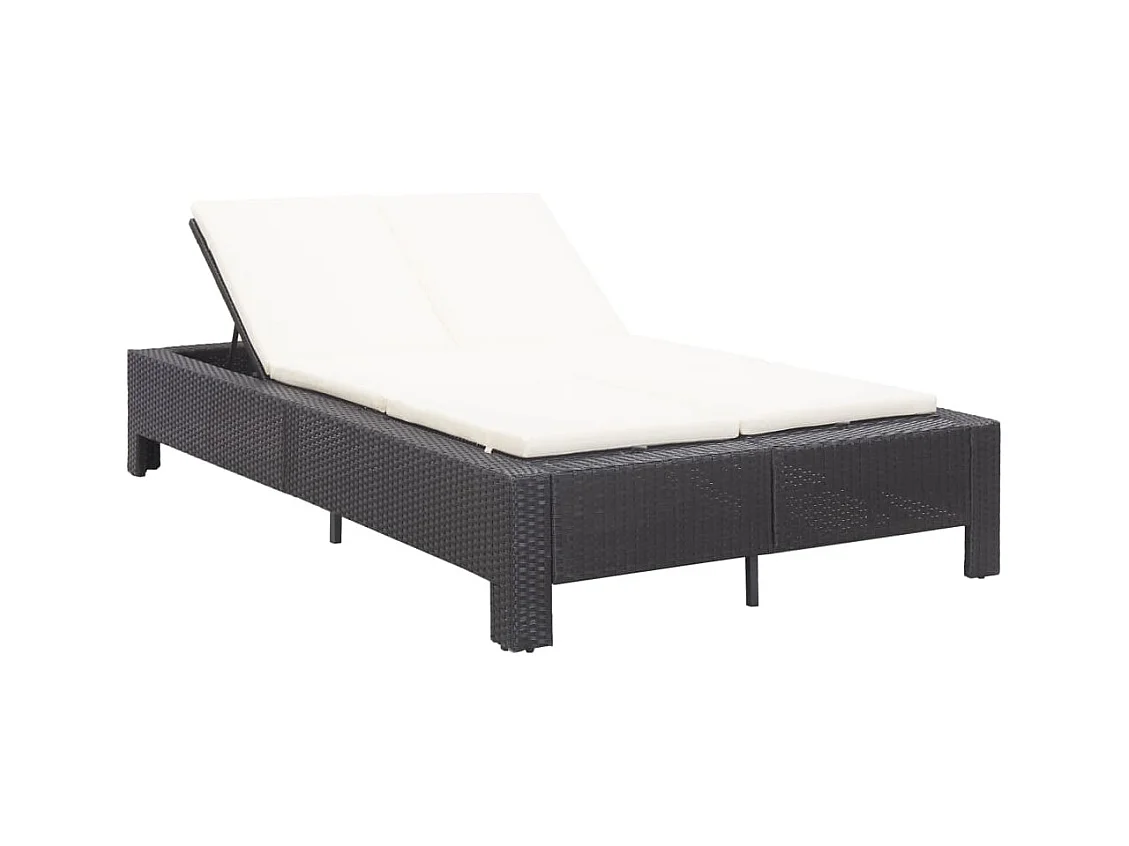 Canapé de jardin à 2 places avec coussin Noir Résine tressée REO17352