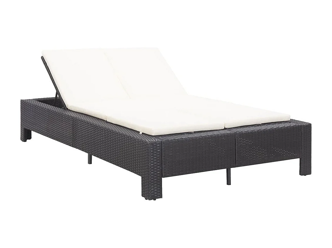 Canapé de jardin à 2 places avec coussin Noir Résine tressée REO17352