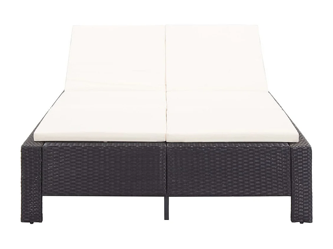 Canapé de jardin à 2 places avec coussin Noir Résine tressée REO17352