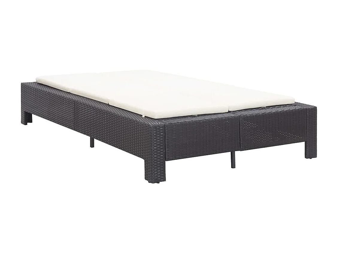 Canapé de jardin à 2 places avec coussin Noir Résine tressée REO17352