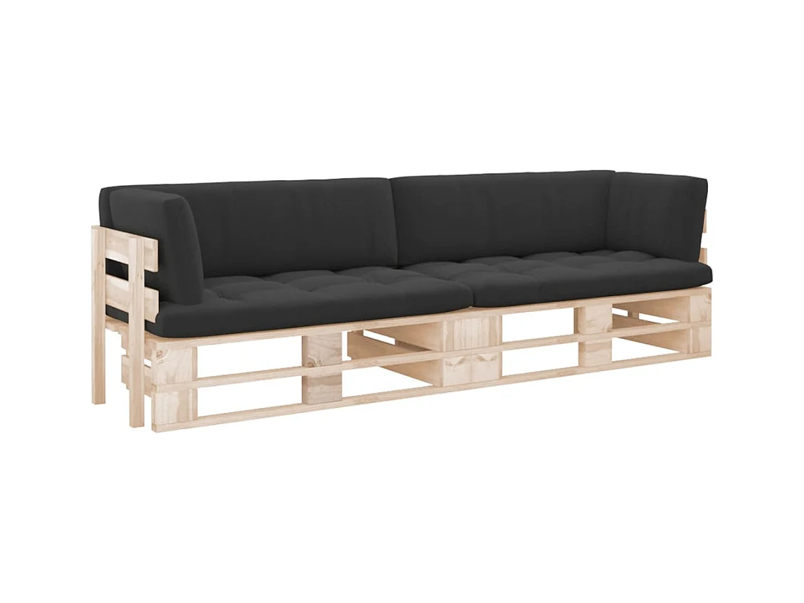 Canapé palette 2 places avec coussins Bois de pin imprégné REO66466