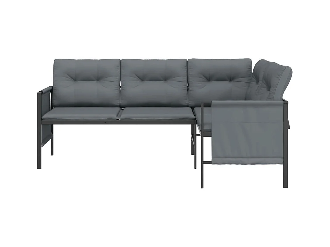 Sofá de esquina de jardín acero y textilene gris antracita ES724492
