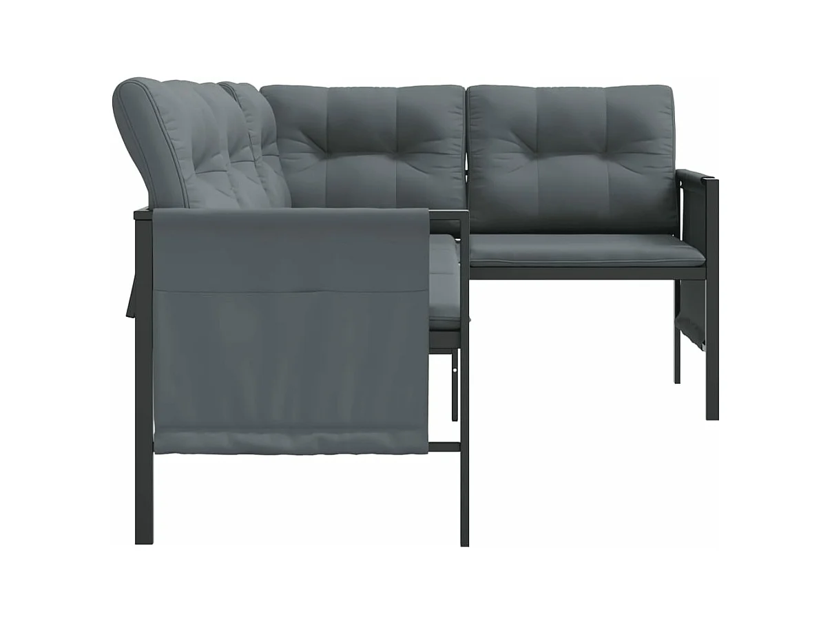 Sofá de esquina de jardín acero y textilene gris antracita ES724492