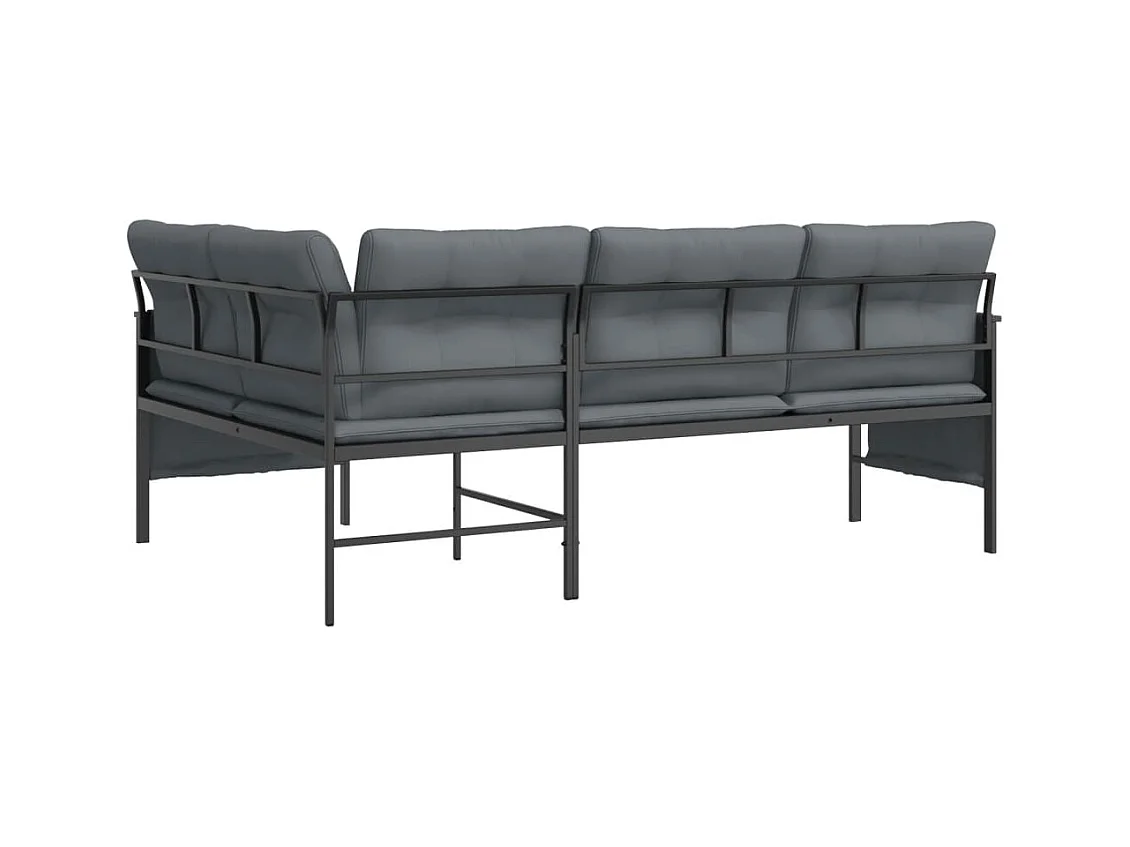 Sofá de esquina de jardín acero y textilene gris antracita ES724492