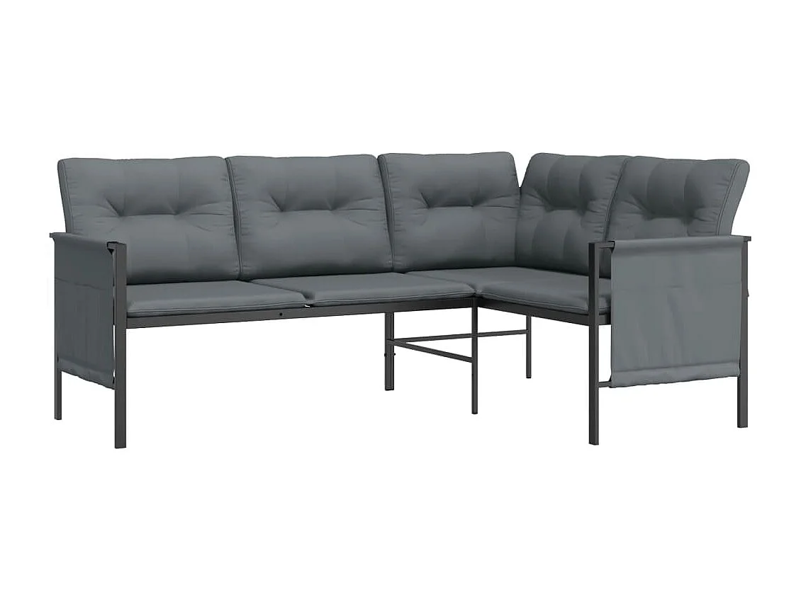 Canapé d'angle de jardin anthracite acier et textilène REO83084