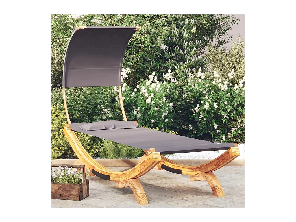 Canapé de jardin et auvent 100x200x126 cm Bois courbé Anthracite REO60692