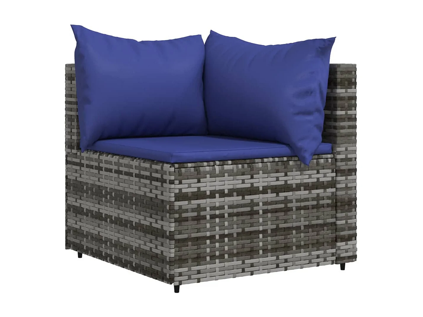 Tuinhoekbank met kussens poly rattan grijs NL727242