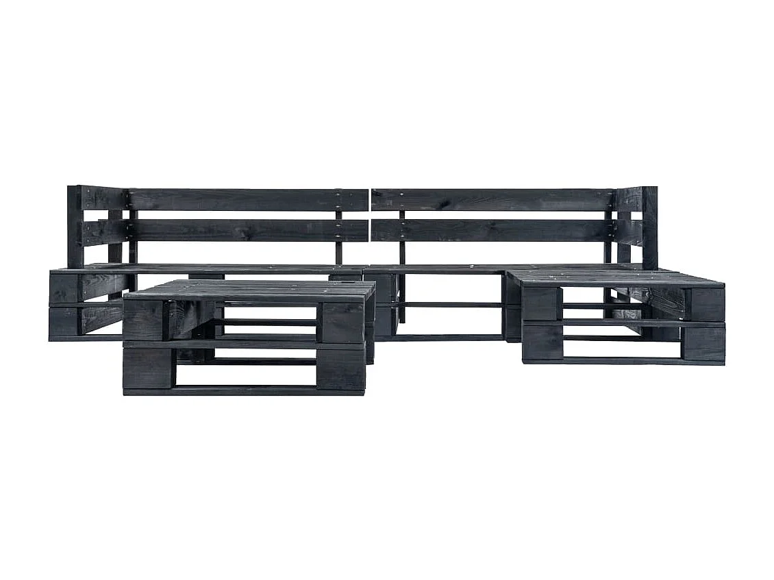 Canapés de jardin palette 4 pcs Noir Bois REO89200