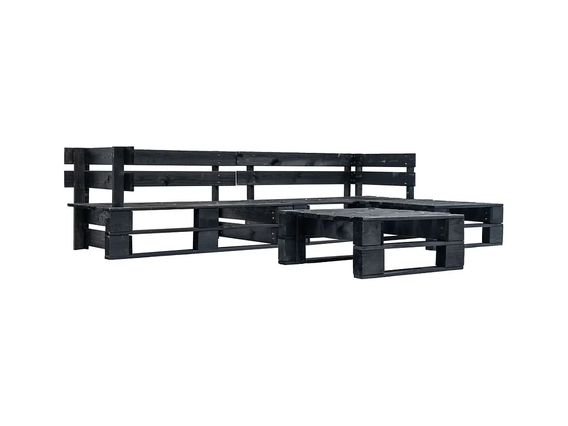 4-delige Loungeset pallet hout zwart NL921824