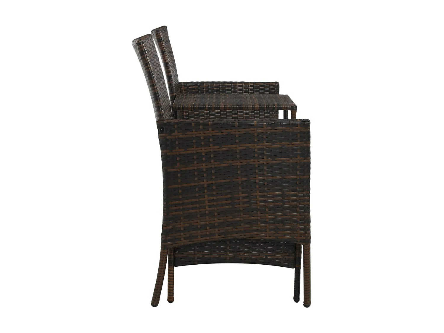 Canapé de jardin table à thé et tabourets Résine tressée Marron REO65574