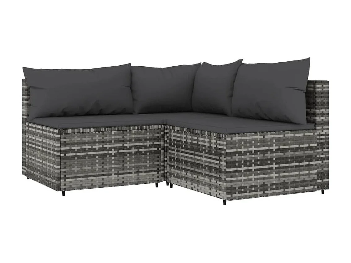 Salon de jardin 4 pcs avec coussins Gris Résine tressée REO18669