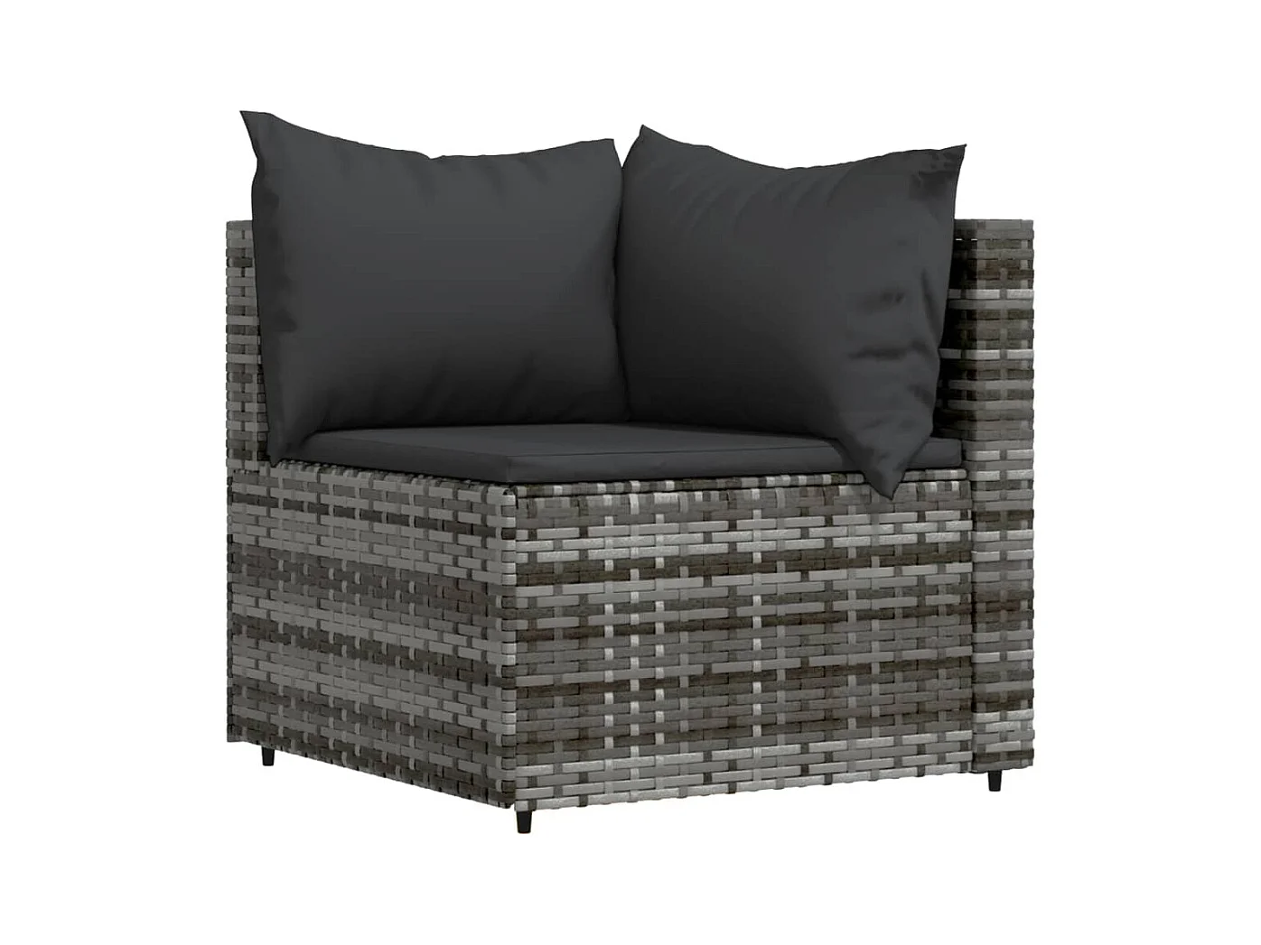 4-tlg. Garten-Sitzgruppe: Sofa + Tisch | Garten-Lounge-Set mit Kissen Grau Poly Rattan -GKD950963