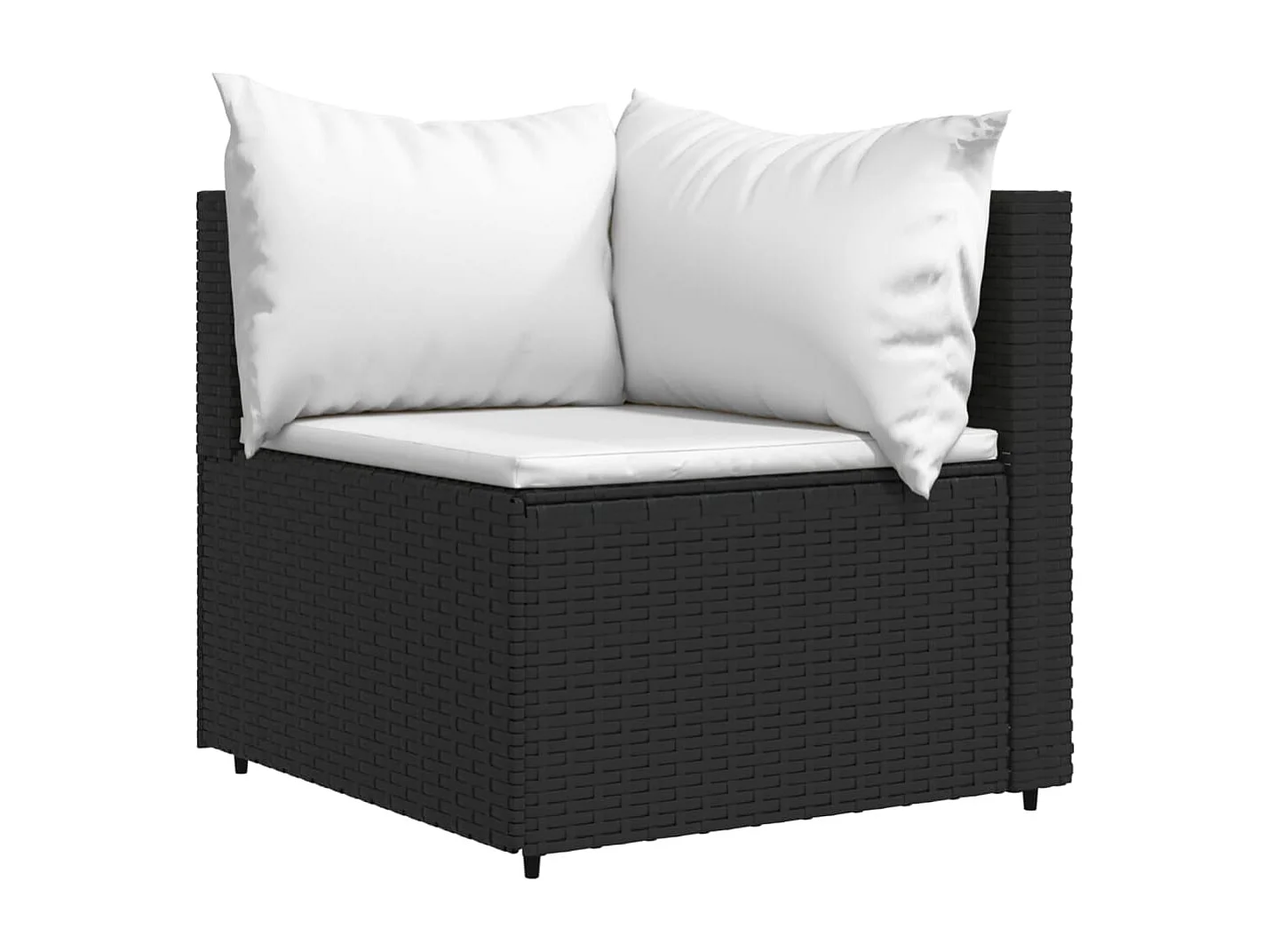 4-tlg. Garten-Sitzgruppe: Sofa + Tisch | Garten-Lounge-Set mit Kissen Schwarz Poly Rattan -GKD939342