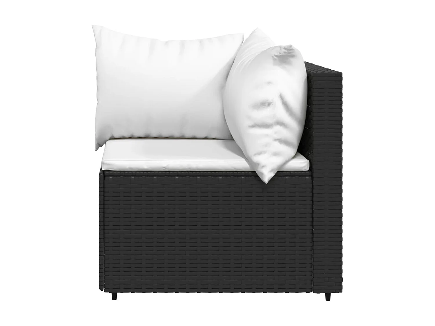 4-tlg. Garten-Sitzgruppe: Sofa + Tisch | Garten-Lounge-Set mit Kissen Schwarz Poly Rattan -GKD939342