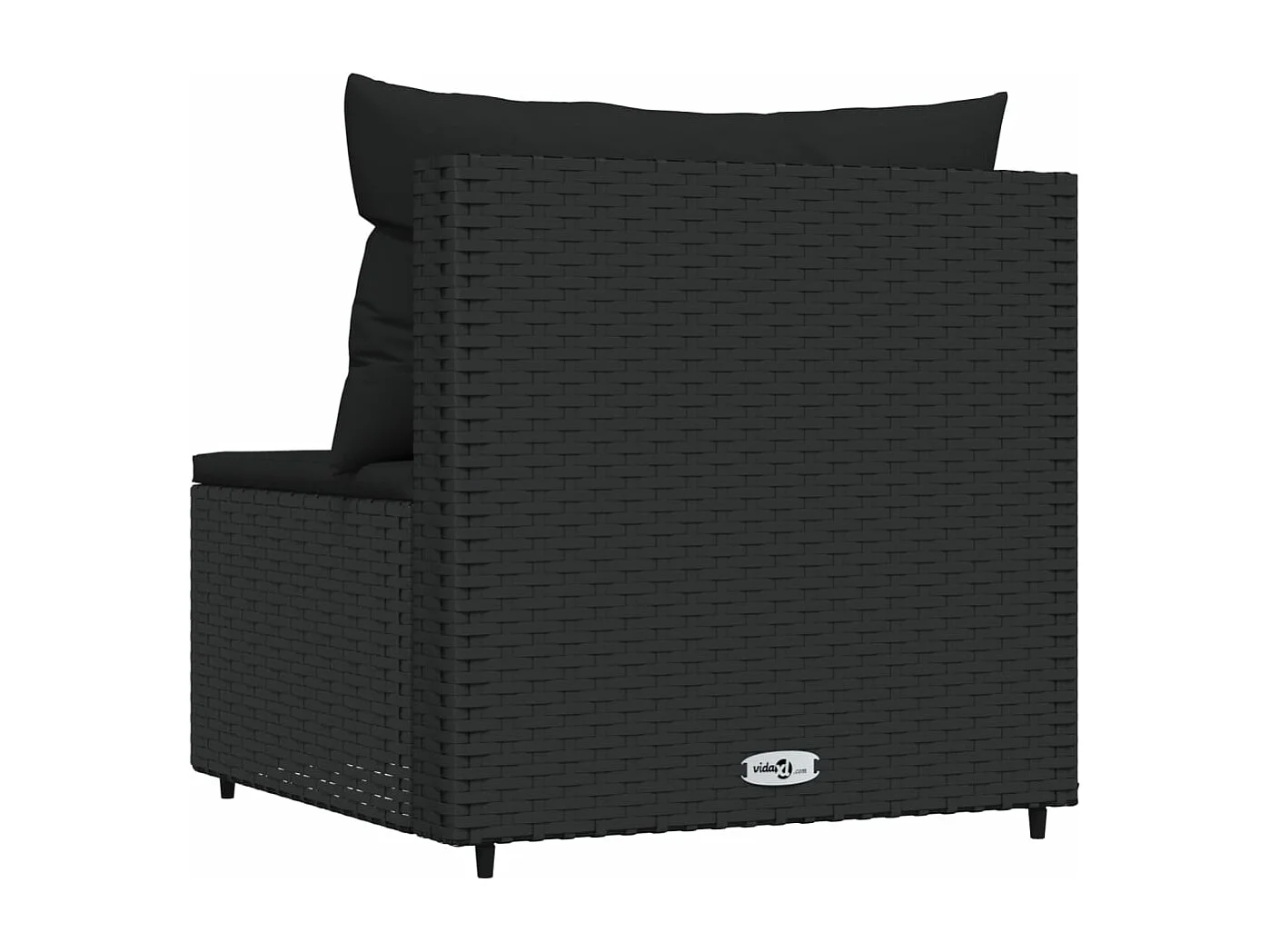Canapé central de jardin avec coussins noir résine tressée REO82637