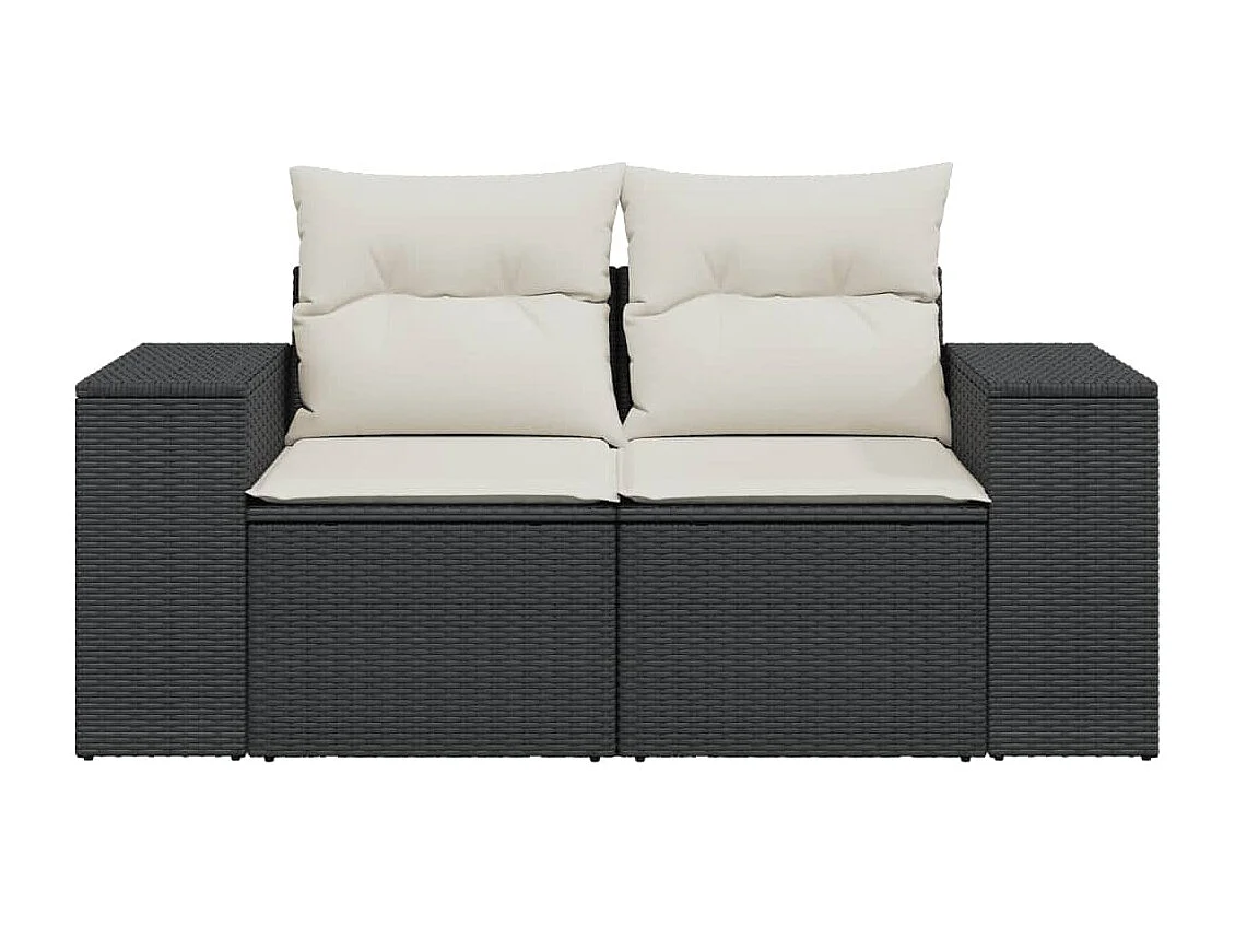 Tuinbank 2-zits met kussens poly rattan zwart NL816535