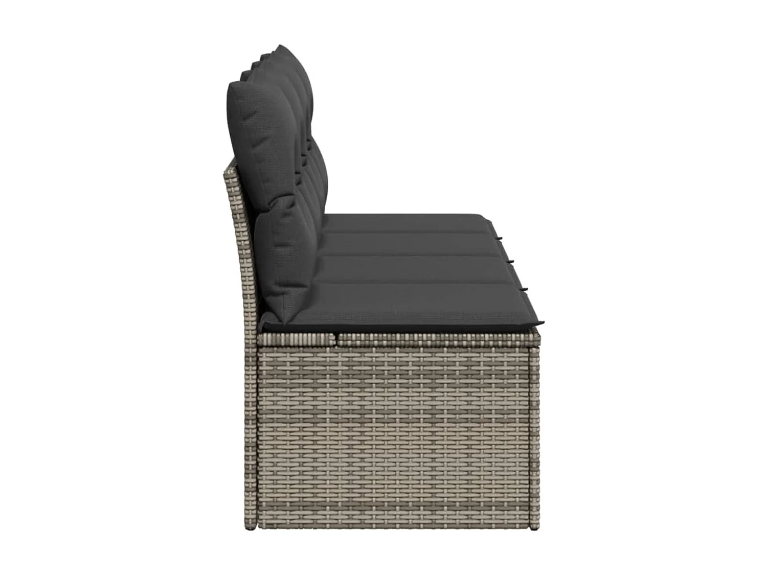 Canapé de jardin 4 places avec coussins gris résine tressée REO76783