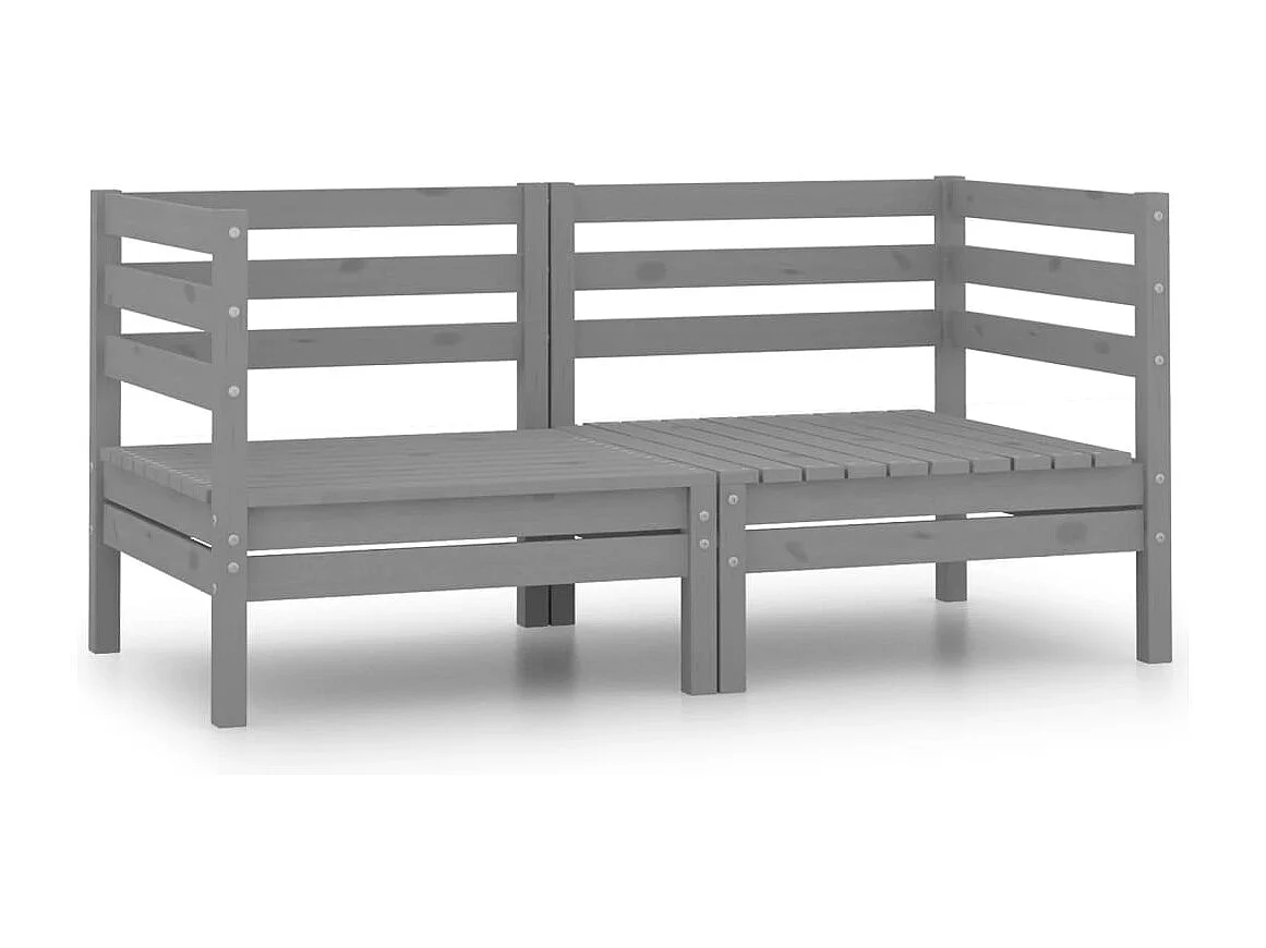 Tuinbank 2-zits massief grenenhout grijs NL510697