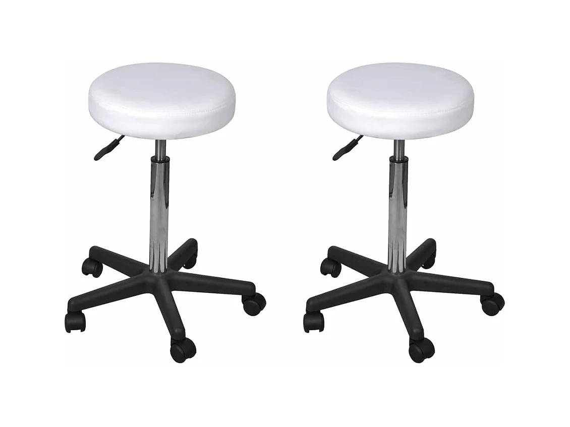 Tabourets de bureau 2 pcs Blanc 35,5x84 cm Similicuir REO31589