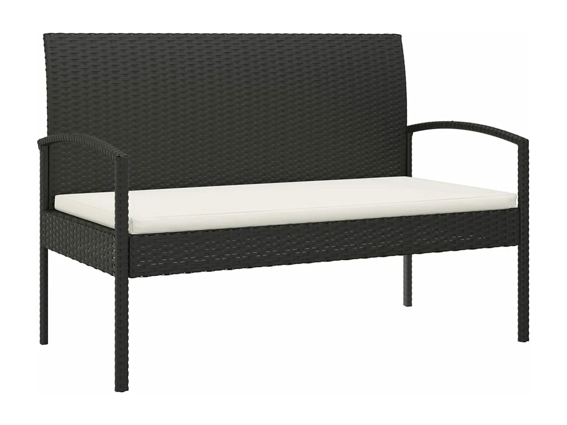 Banco de jardín con cojín ratán sintético negro 105 cm ES44015