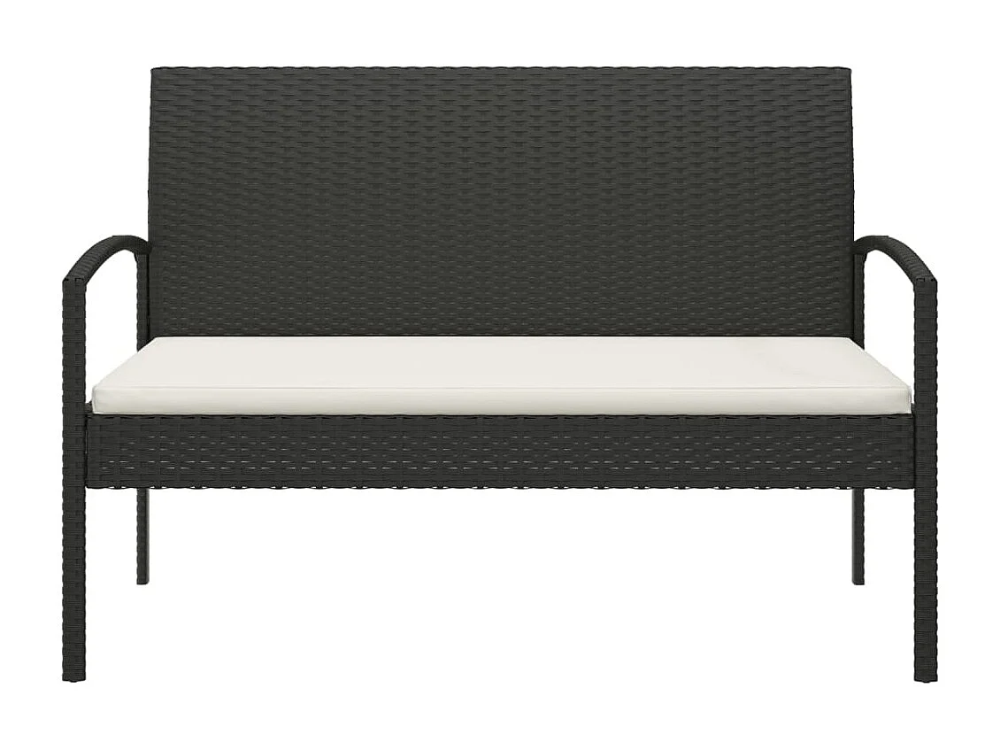 Banco de jardín con cojín ratán sintético negro 105 cm ES44015