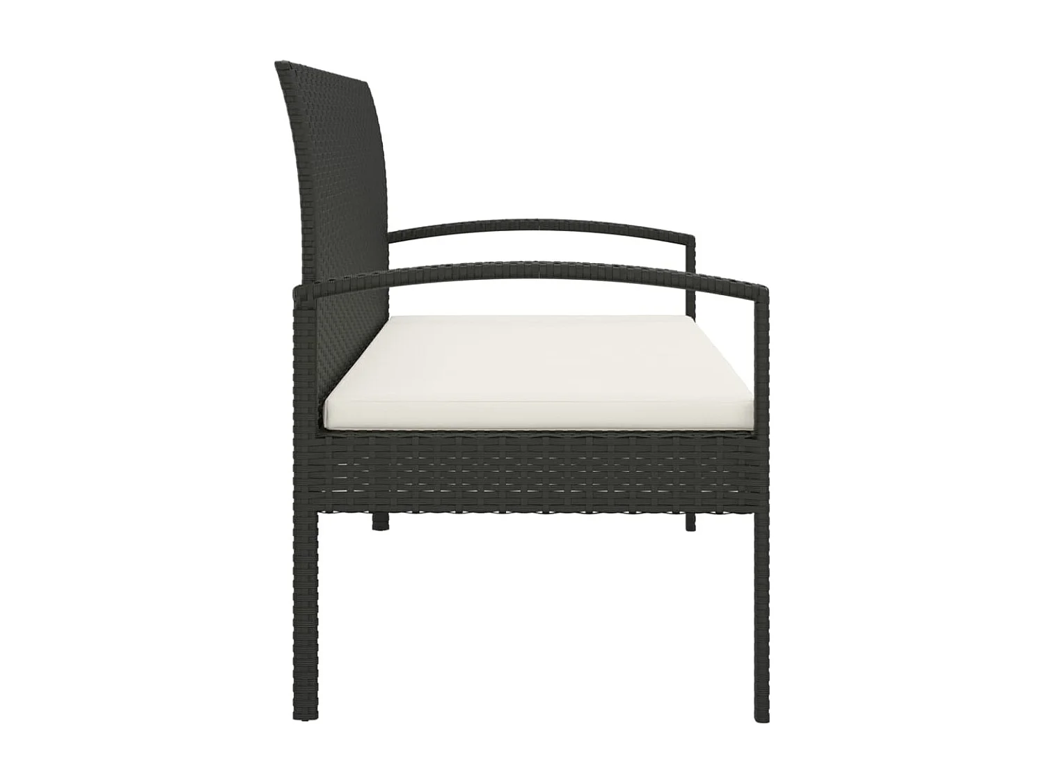 Banco de jardín con cojín ratán sintético negro 105 cm ES44015