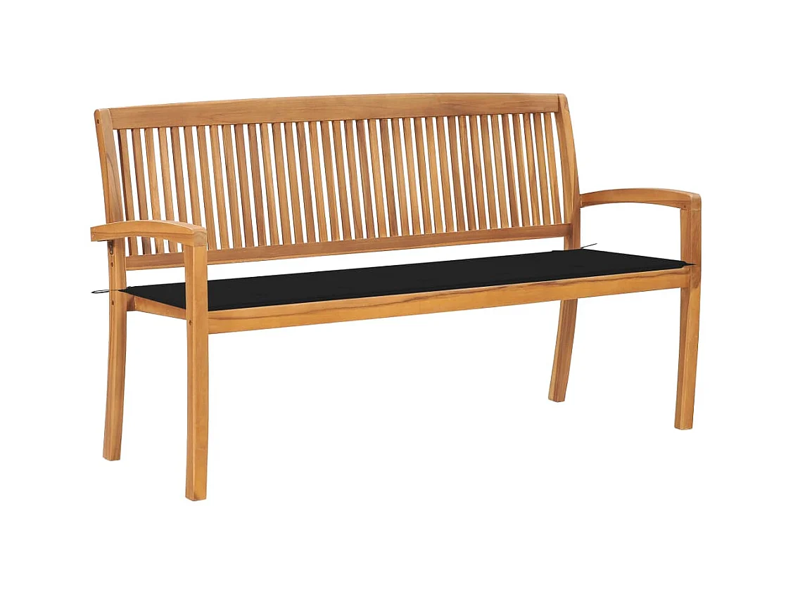 Banc de jardin empilable et coussin 159 cm Bois de teck massif REO93623