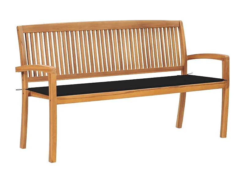 Banc de jardin empilable et coussin 159 cm Bois de teck massif REO93623