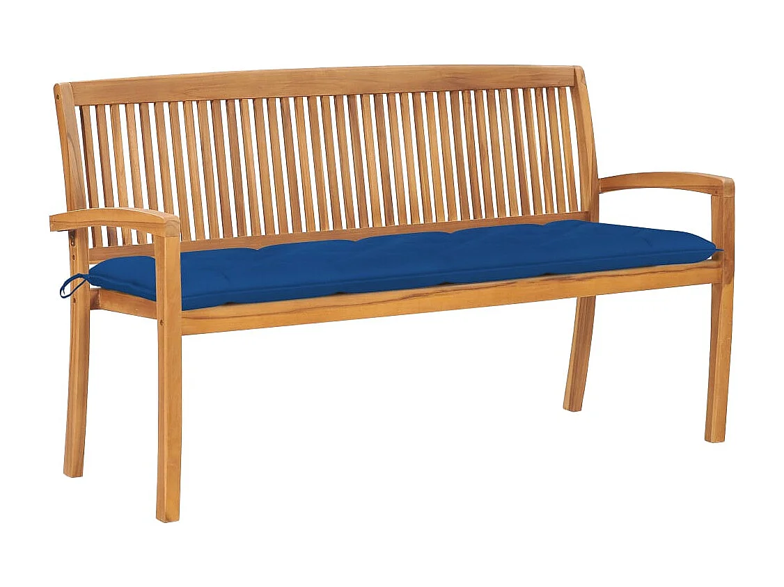 Banc de jardin empilable et coussin 159 cm Bois de teck massif REO93382