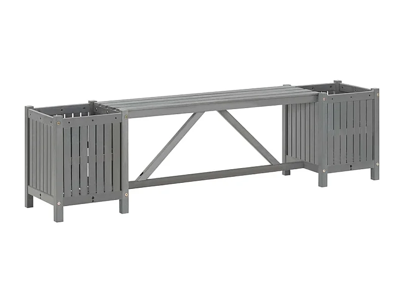 Banc de jardin avec 2 jardinières 150 cm Bois d'acacia Gris REO43325