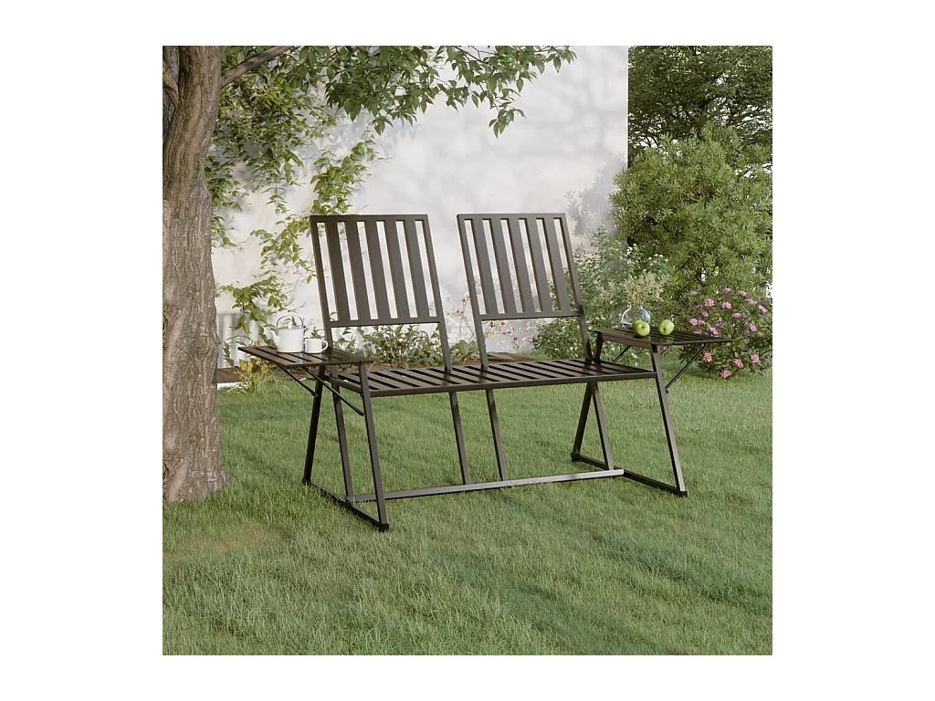 Banc de jardin 2 places 165 cm Noir Acier REO41567
