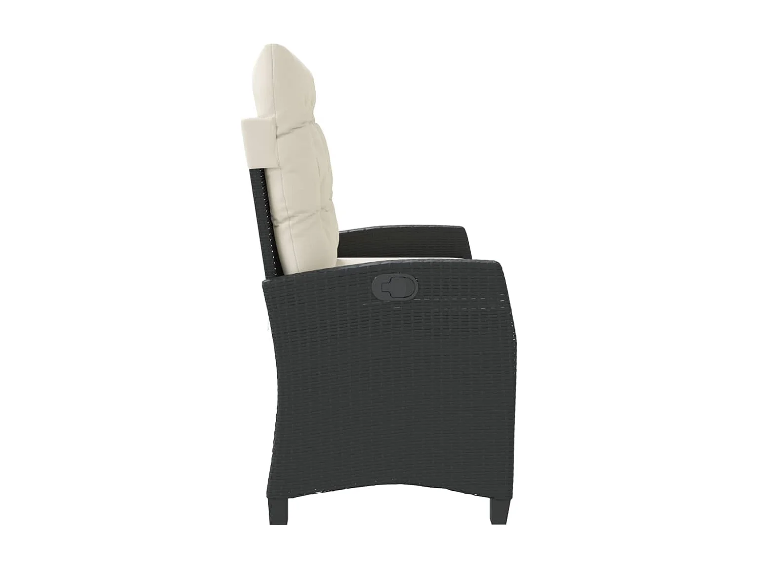 Banc inclinable de jardin avec coussins noir résine tressée REO72528