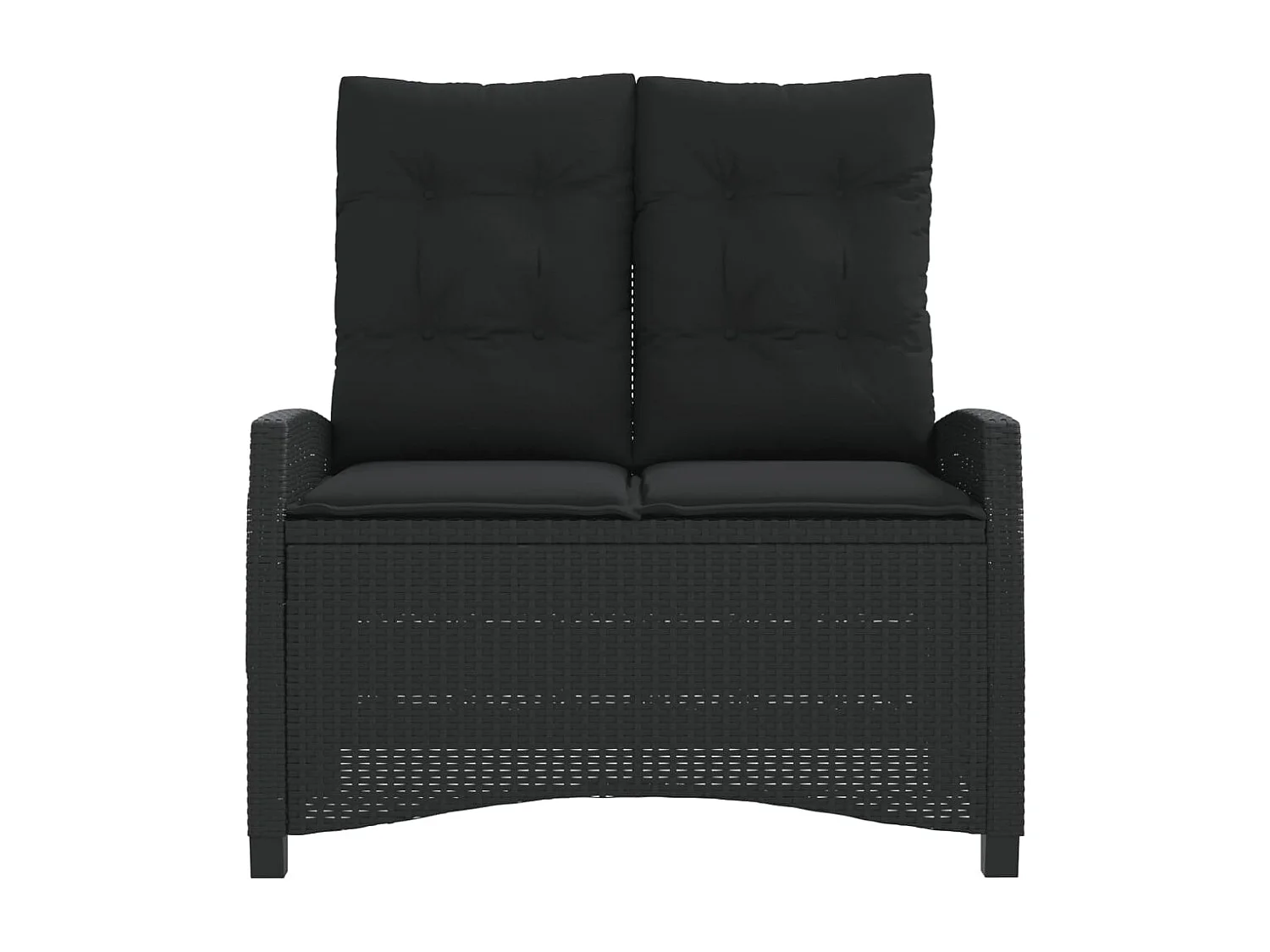 Banc inclinable de jardin avec coussins noir résine tressée REO53587