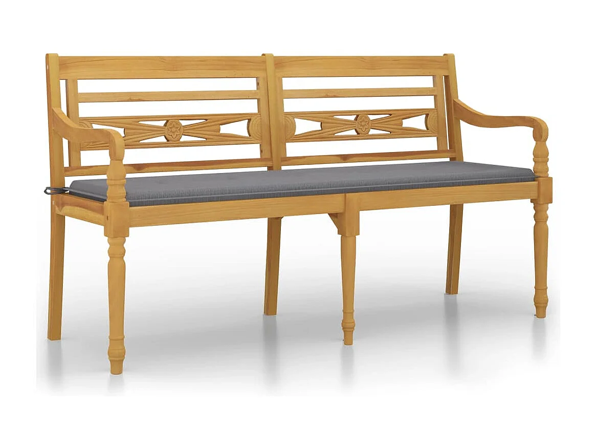 Banc Batavia avec coussin gris 150 cm Bois de teck massif REO56019