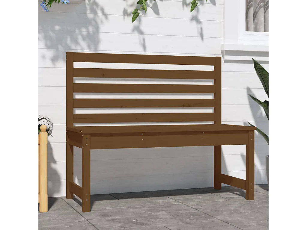 Banc de jardin marron miel 109 cm bois de pin massif REO95026