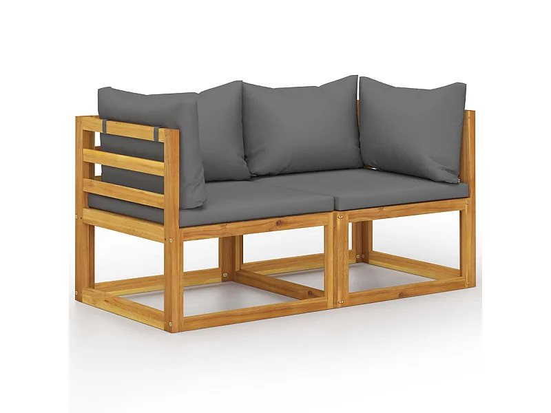 Banc de jardin à 2 places avec coussins gris foncé REO32081