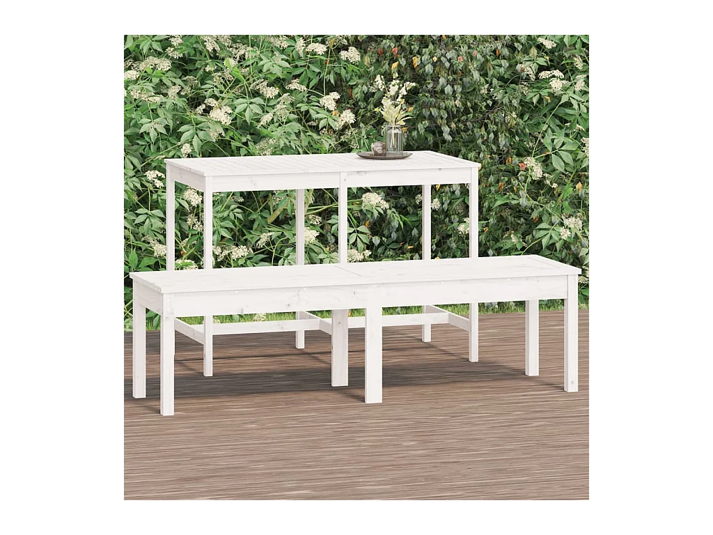 Banc de jardin à 2 places blanc 159,5x44x45 cm bois massif pin REO27119