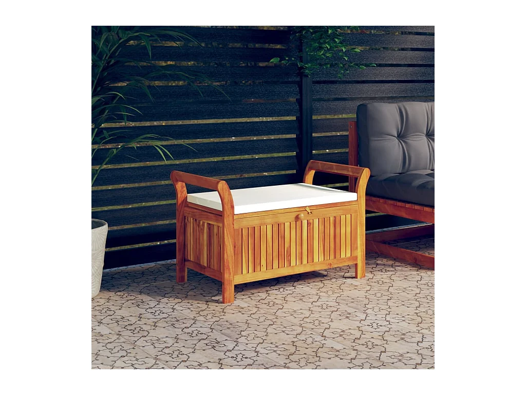 Banc de rangement de jardin avec coussin 91 cm Bois d'acacia REO95134
